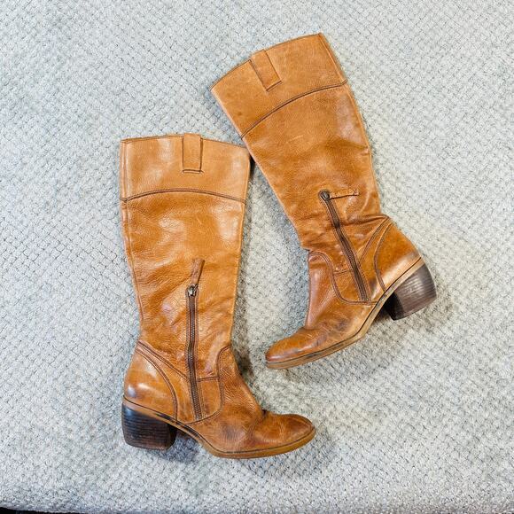 Naturalizer Comfort Warm Brown Soft Leather Calf High Boho Riding Boots 9 Y2K - Picture 1 of 7